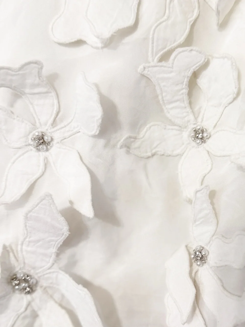 Zara 3D Floral Applique Soft White Beaded Embroidered Mini Skirt Blogger Fav - Picture 15 of 16